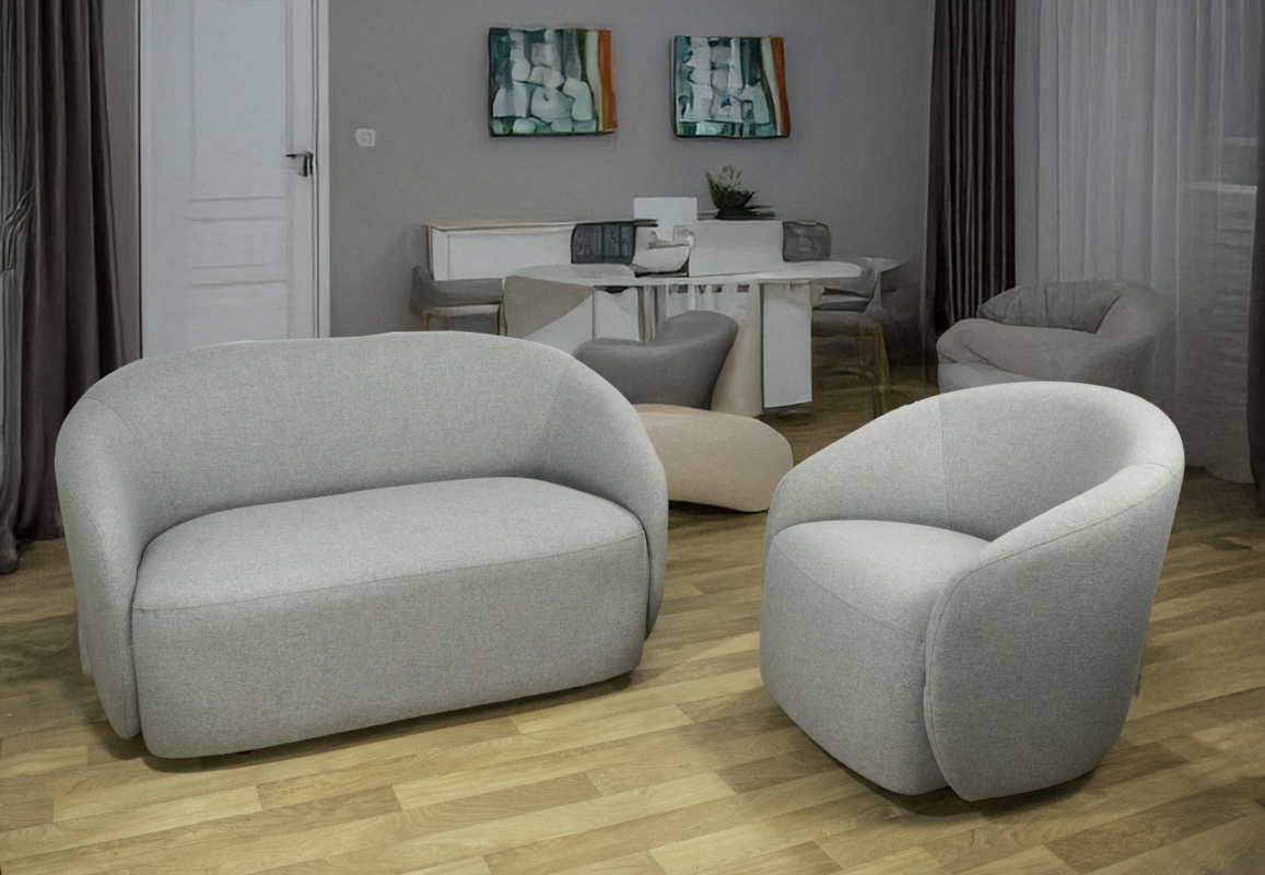 Render 1 Sala sofa y poltrona Gris