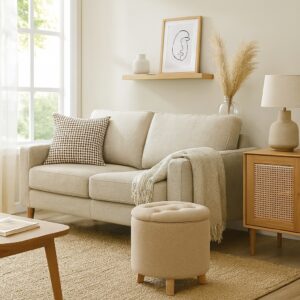 PUFF BAUL BEIGE AMBIENTADA 1